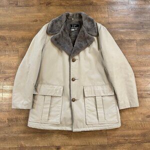 Vintage Richman Faux Fur Lined Tan Car Chore Coat Size 42 (large) Barn Jacket